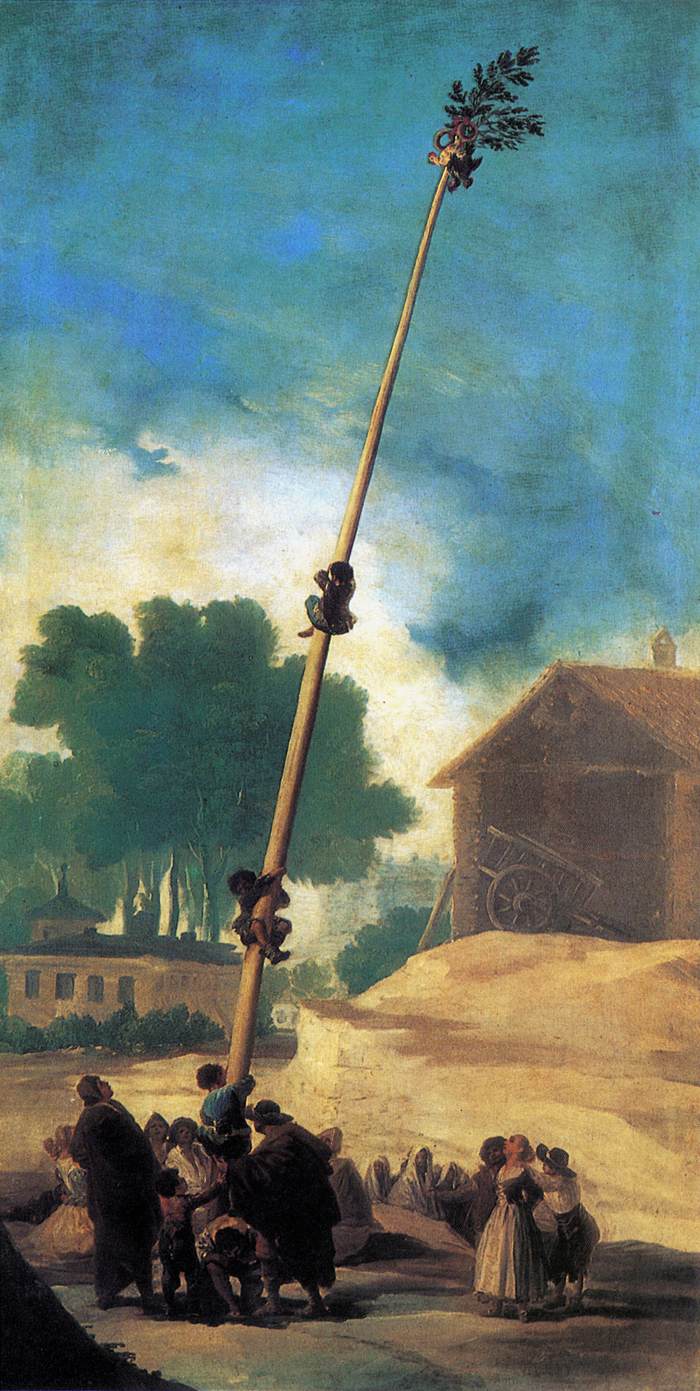 Ο πίνακας La cucaña [Η κουκάνια, 1787] του Francisco Goya [Φρανθίσκο Γκόγια, 1746-1828], στο Museo Nacional del Prado [Εθνικό Μουσείο του Πράδο] της Μαδρίτης, αποτυπώνει το ισπανικό λαϊκό παιχνίδι κατά το οποίο οι συμμετέχοντες αναρριχώνται σε ολισθηρό στύλο. Το δρώμενο εισάγει την ιδέα του κατακόρυφου στύλου ως μέσου σωματικής δοκιμασίας, ισορροπίας και δύναμης, συγγενή με τον χορό σε στύλο.