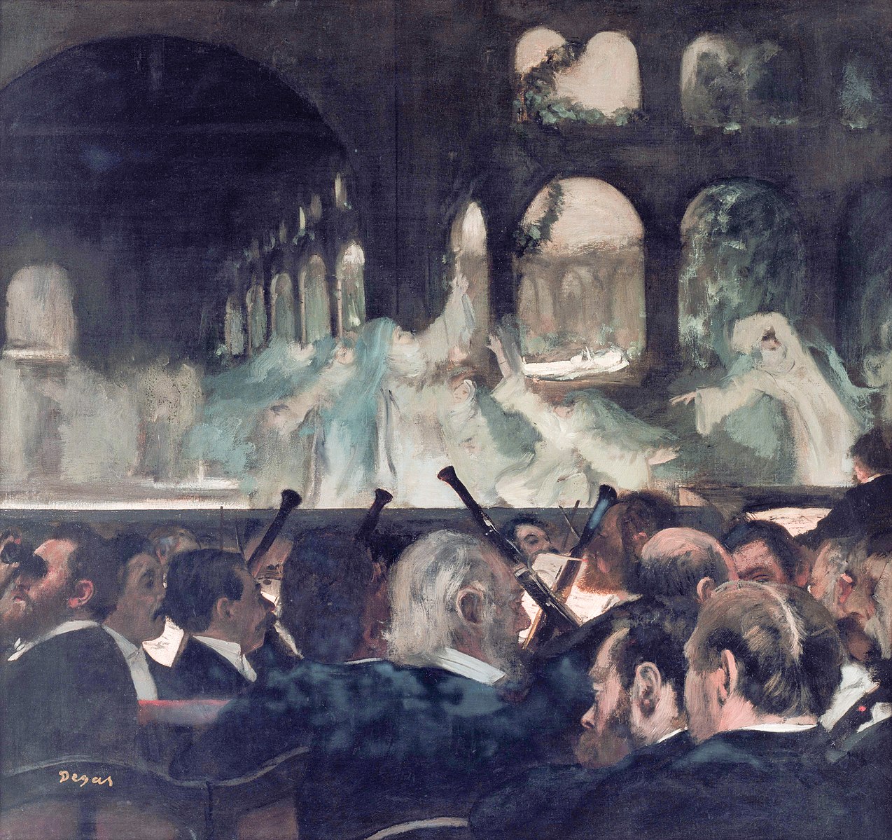 Ο ζωγράφος Edgar Degas [Εντγκάρ Ντεγκά] απαθανατίζει στον συγκεκριμένο πίνακά του (1876) το «Μπαλέτο των νεκρών Μοναχών», από την γκραντ-οπερά του Meyerbeer, Ροβέρτος Διάβολος.