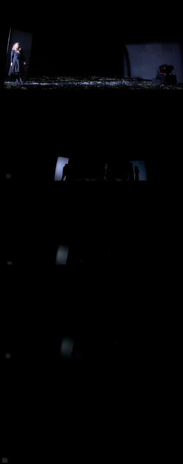 Παράδειγμα της τεχνικής του σβησίματος του φωτός στην παράσταση Βυσσινόκηπος του Άντον Τσέχωφ σε σκηνοθεσία του Ν. Καραθάνου. Στέγη Ιδρύματος Ωνάση, (2015). 