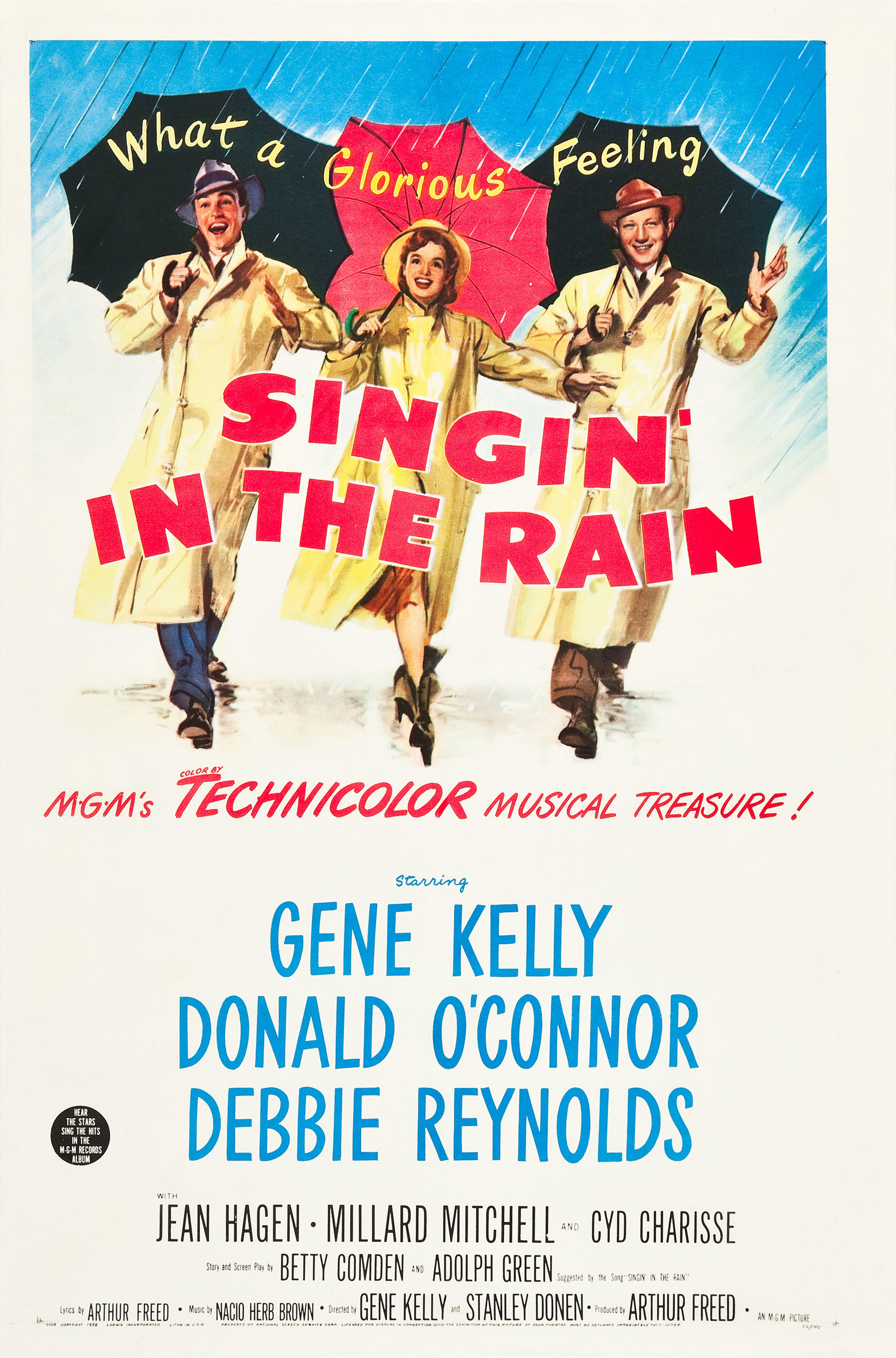Αφίσα από την ταινία του 1957 Singing in the rain [Τραγουδώντας στη βροχή], όπου χρησιμοποιήθηκε η τεχνική του χειλικού συγχρονισμού.
