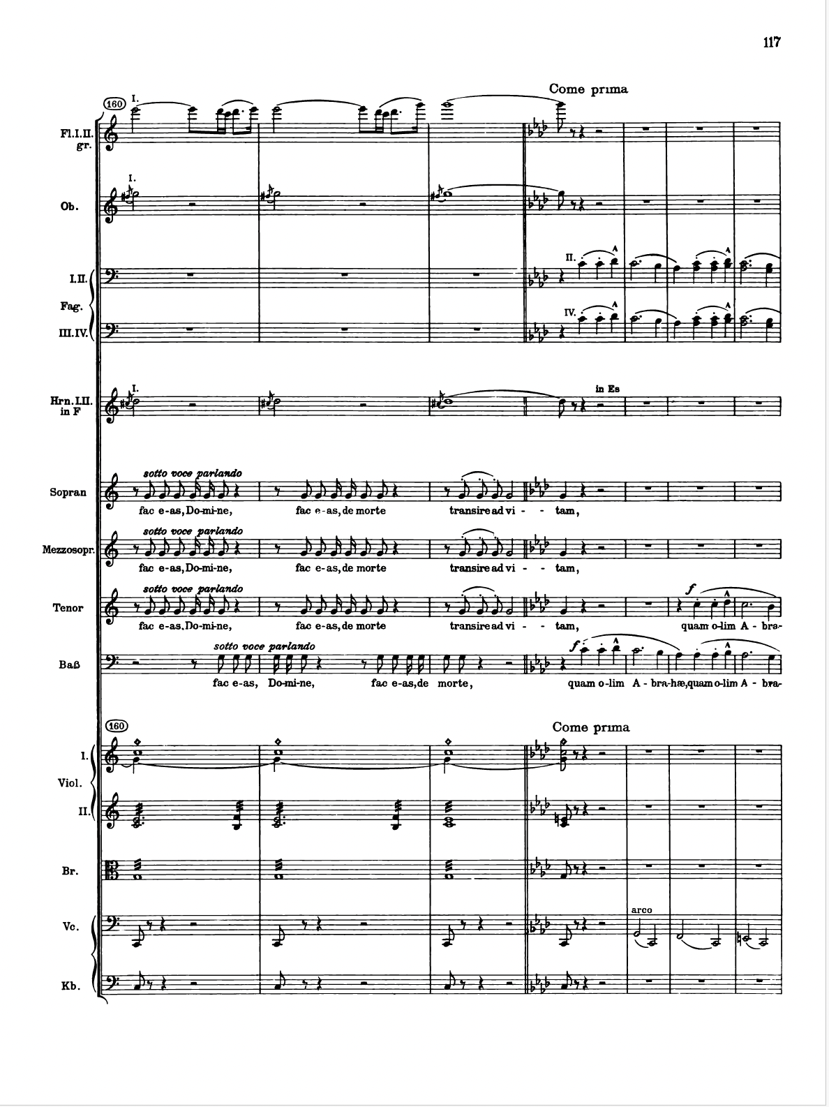 Giuseppe Verdi [Τζουζέππε Βέρντι], Requiem [Ρέκβιεμ], «Offertorio», μμ. 10–12. Η ένδειξη «ομιλητικά» (παρλάντο) στις λέξεις «faceas, Domine» ζητεί απαγγελτική, οιονεί ομιλούμενη απόδοση της μελωδικής γραμμής, με τον ρυθμό να προσεγγίζει τον φυσικό λόγο. Full score, επιμ. Kurt Soldan [Κουρτ Σόλνταν], Leipzig: Edition Peters, χ.χ. [1934], Plate 10955. Public Domain.