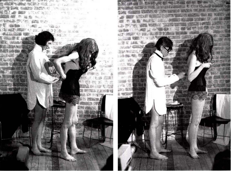 Στιγμιότυπο από την επιτέλεση των Jurgis Mačiūnas και Billie Hutching, Black &amp; White κατά τη διάρκεια του Flux Γάμου τους, 1978, Νέα Υόρκη. 