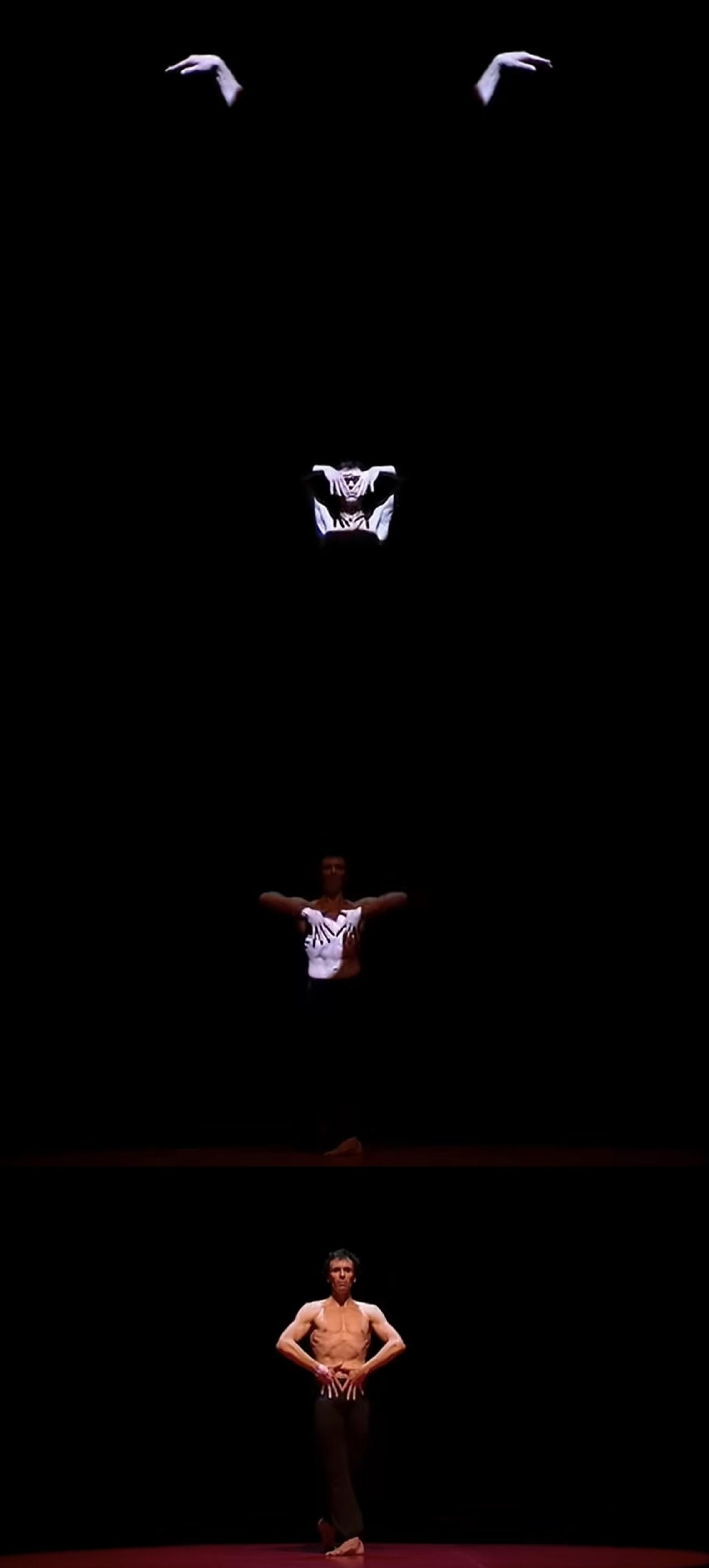 Παράδειγμα της τεχνικής της ανάδυσης του φωτός στην παράσταση Bolero των Maurice Béjart και Maurice Ravel. Όπερα του Παρισιού, (2014). 