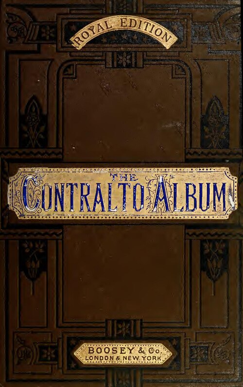 Εξώφυλλο της ανθολογίας&nbsp;The Contralto Album: A Collection of 50 Celebrated Songs (in Their Original Keys)&nbsp;(Boosey &amp; Co., Λονδίνο, 1900), σε επιμέλεια [[#Josiah Pittman [Τζοσάια Πίττμαν]#]]. Η συλλογή πενήντα αρίων από τις σημαντικότερες όπερες του ρεπερτορίου, μεταγραμμένων για κοντράλτο στις πρωτότυπες τονικότητές τους, αντανακλά τη δισκογραφική και εκδοτική πρακτική του 19ου αιώνα, κατά την οποία η άρια ήταν δυνατόν να αποσπαστεί από το οπερατικό σύνολο και να κυκλοφορήσει αυτόνομα ως ανεξάρτητο φωνητικό κομμάτι.
