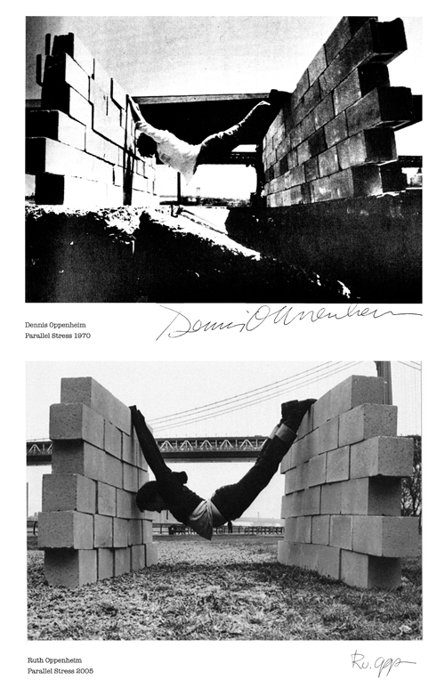 Ruth Oppenheim, Parallel Stress [Παράλληλη ένταση], 1970/2005. Ψηφιακή εκτύπωση, 118,9 × 84,1 εκ. Η γεωμετρική οργάνωση και η επανάληψη των μορφών αναδεικνύουν τη σχέση ανάμεσα στη γραμμή, τον χώρο και το τοπίο, μετατρέποντας την παρατήρησή του σε μια διαδικασία οπτικής διερεύνησης.
