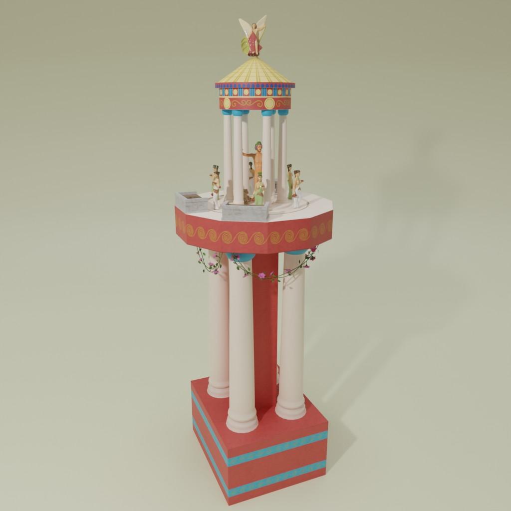 Ακριβής ανακατασκευή του κινητού αυτόματου θεάτρου του Ήρωνος του Αλεξανδρινού, στο οποίο παρουσιάζεται αυτόματα ο μύθος του Διονύσου, Μουσείο Αρχαίας Ελληνικής Τεχνολογίας Κώστα Κοτσανά. 