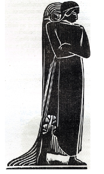 «Άμλετ και Δαίμων», τυπωμένη φιγούρα (The Cranach Press Hamlet, 1930) &nbsp;από το ξύλινο πρότυπο που είχε κατασκευάσει ο Craig για την παράσταση Άμλετ του [[#William Shakespeare [Ουίλλιαμ Σαίξπηρ]#]] στο [[#Θέατρο Τέχνης της Μόσχας [Moscow Art Theatre]#]] το 1912. Το πρότυπο συγκαταλέγεται στη συλλογή δισδιάστατων και ενίοτε αρθρωτών φιγούρων που έγιναν γνωστές ως Black Figures, τις οποίες αξιοποίησε ο Craig στο πλαίσιο των πειραματισμών του για το θέατρο της υπερ-μαριονέτας. 