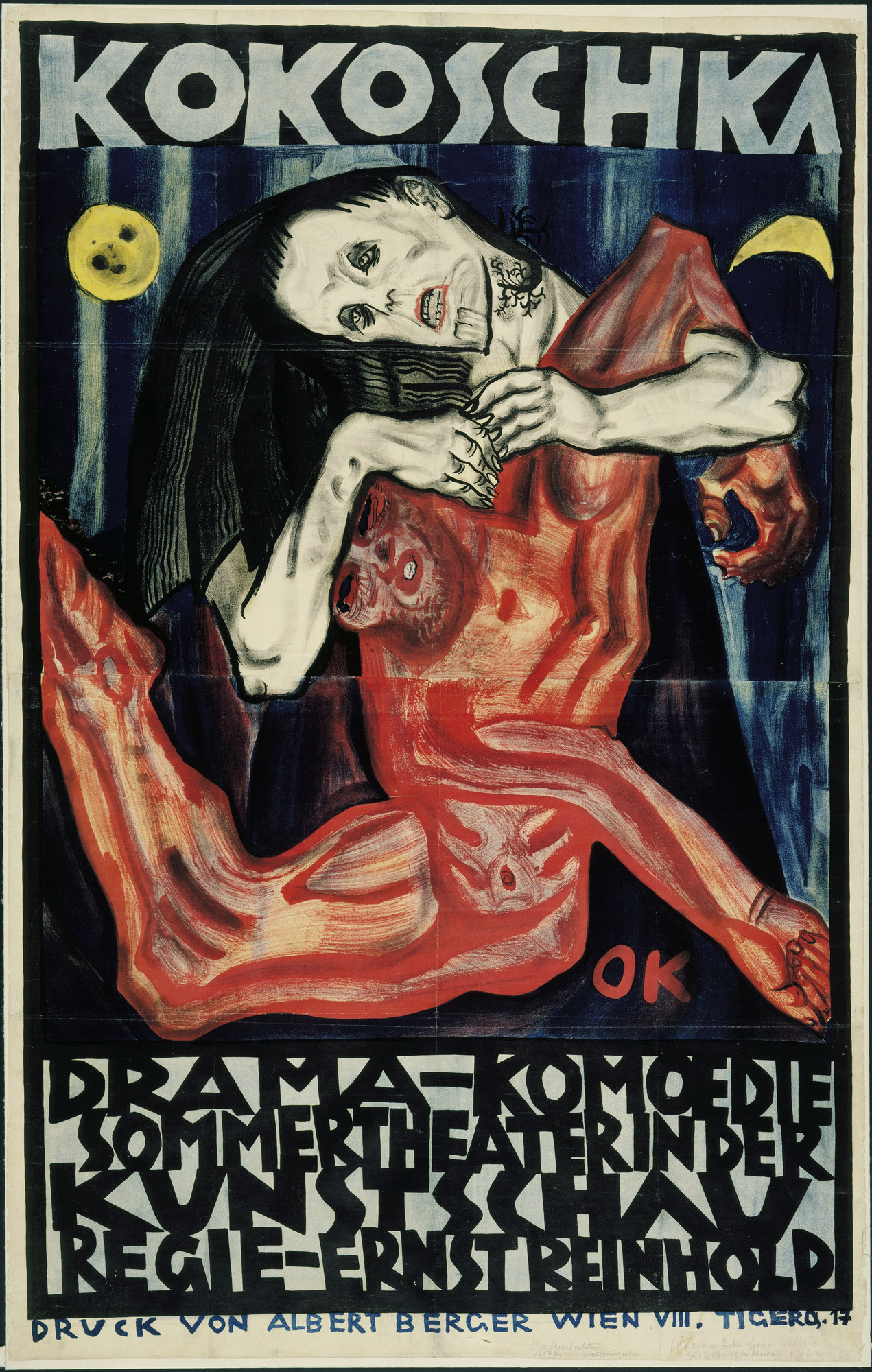 Oskar Kokoschka, Pietà, 1909, λιθογραφία. Προωθητική αφίσα για την παράσταση Δολοφόνος, η ελπίδα των γυναικών (1909). 