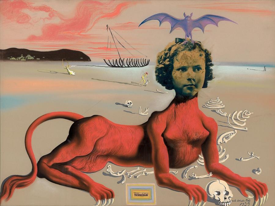 Πίνακας του Salvador Dalí [Σαλβαδόρ Νταλί] με τίτλο&nbsp;Σίρλεϋ Τεμπλ, το νεότερο ιερό τέρας του κινηματογράφου της εποχής της&nbsp;(γκουάς, παστέλ, κολάζ). Μέσω της μεταμόρφωσης του διάσημου παιδιού-θαύματος του Χόλλυγουντ [Shirley Temple] σε ένα μυθικό, αδηφάγο πλάσμα, ο καλλιτέχνης σχολιάζει την εξιδανίκευση και τις σκοτεινές προεκτάσεις της διασημότητας. Η εικόνα αποτυπώνει ιδανικά τον τρόπο με τον οποίο η βιομηχανία του θεάματος προσδίδει σε ένα πρόσωπο τις διαστάσεις ενός απρόσιτου και ταυτόχρονα απειλητικού «ιερού τέρατος».
