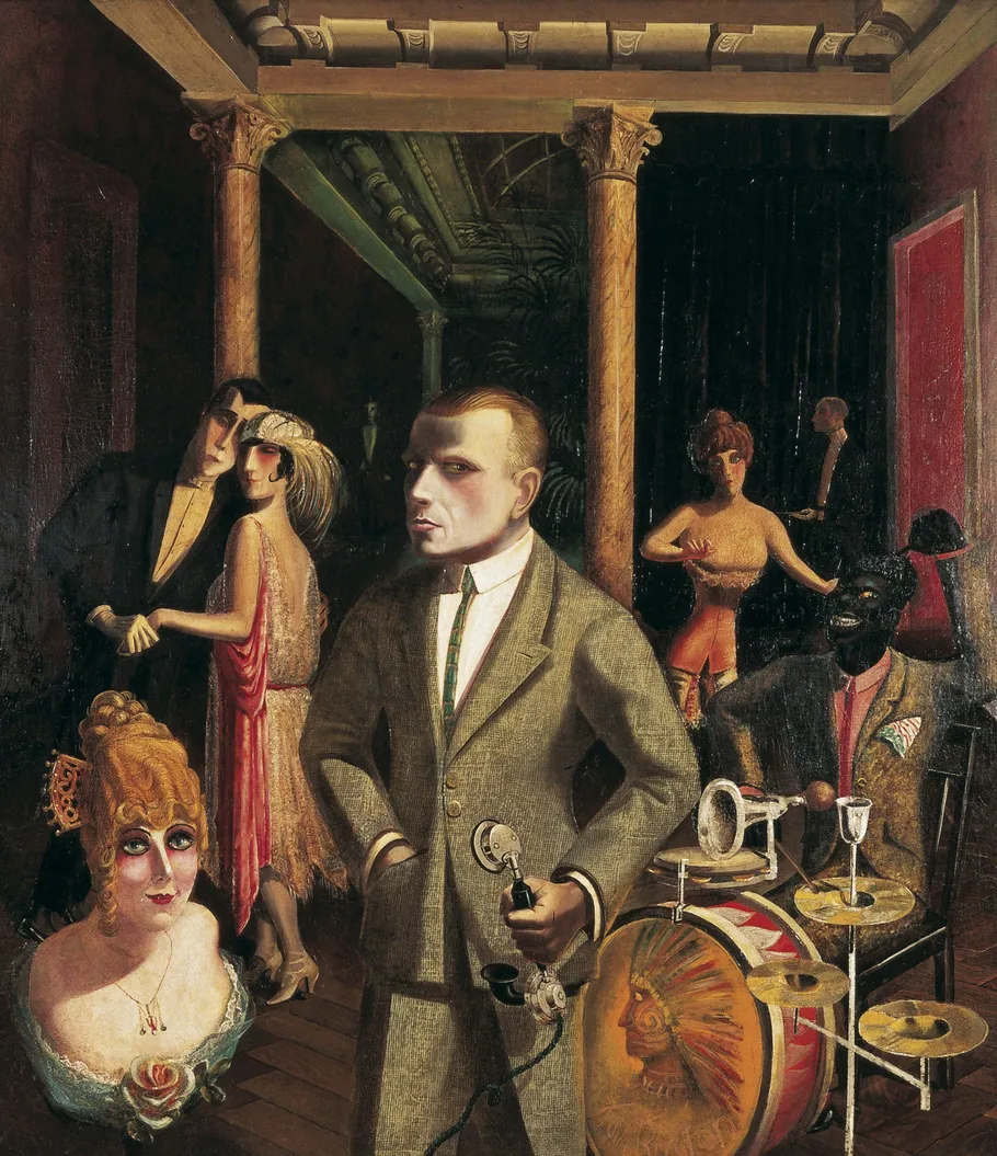 Ο πίνακας του Otto Dix με τίτλο&nbsp;Εις το κάλλος&nbsp;[An die Schönheit] αποτελεί αντιπροσωπευτικό δείγμα του νεοπραγματισμού. Το έργο αποτυπώνει την ατμόσφαιρα ενός τζαζ κλαμπ της περιόδου, αναδεικνύοντας την ψυχρή και ανοικειωτική παρατήρηση των κοινωνικών τύπων που χαρακτήριζε το κίνημα. Η παρουσία του ίδιου του καλλιτέχνη στο κέντρο της σύνθεσης, πλαισιωμένου από μουσικούς και θαμώνες, συνδέει την εικαστική δημιουργία με την κουλτούρα των παραστατικών τεχνών και της νυχτερινής διασκέδασης στη Δημοκρατία της Βαϊμάρης.